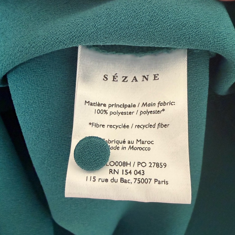 Sezane Abelia Turquoise Blue Blouse Size 36/Small - Picture 5 of 5